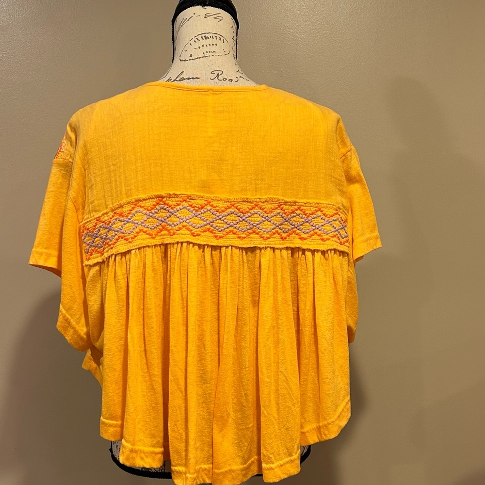 Free People Market Embroidery Tassel Tie Dolman Sleeve Top - Picture 7 of 15